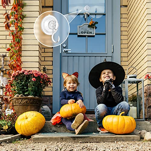 VIS'V Wreath Hanger, Large Clear Heavy Duty Suction Cup Wreath Hooks with Wipes 22 LB Removable Strong Window Glass Door Suction Cup Wreath Holder for Halloween Christmas Wreath Decor - 2 Pcs