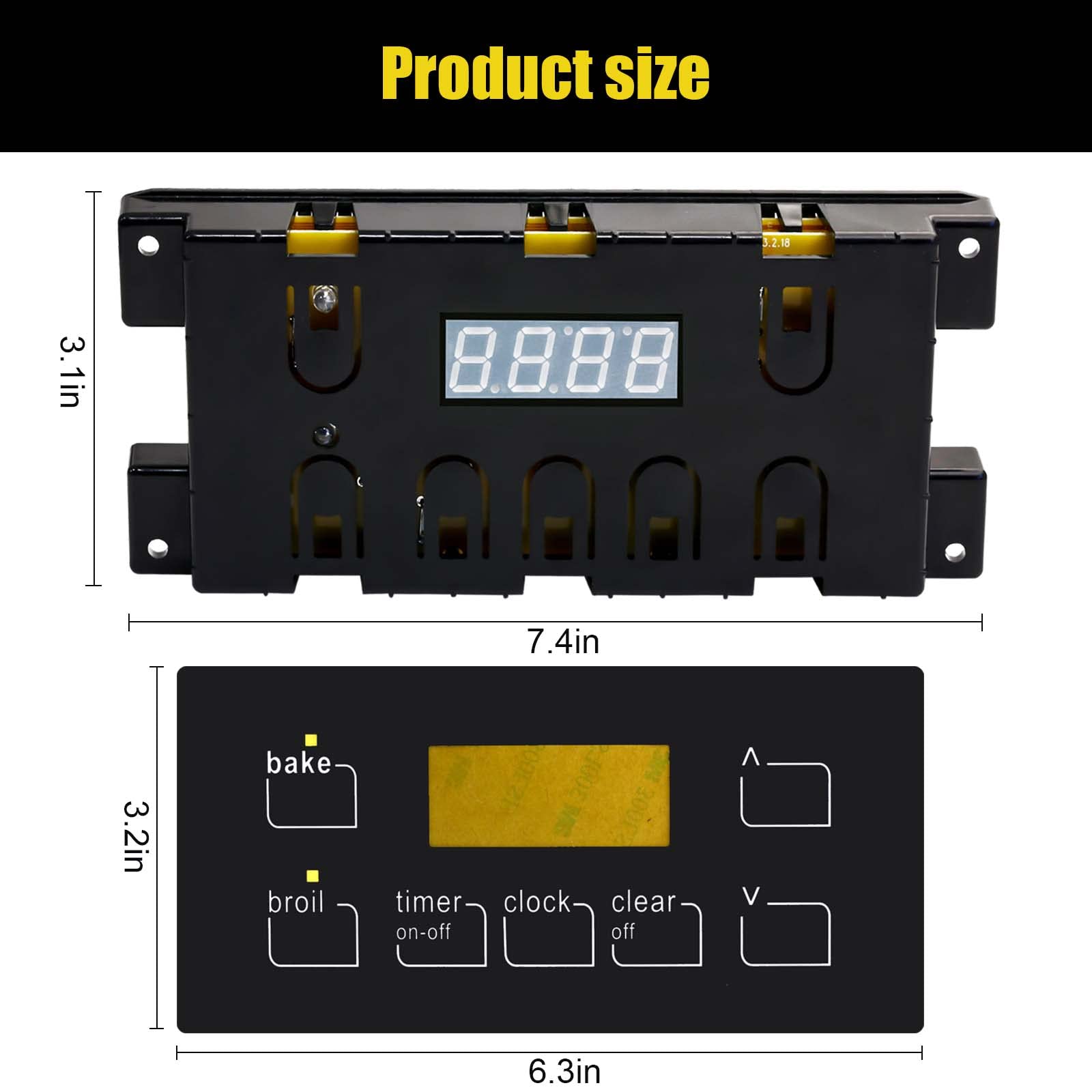 316455410 Range Oven Control Board for Electrolux Kenmore, Gas Range 7 Button Control Board Clock 5304518661 316222800