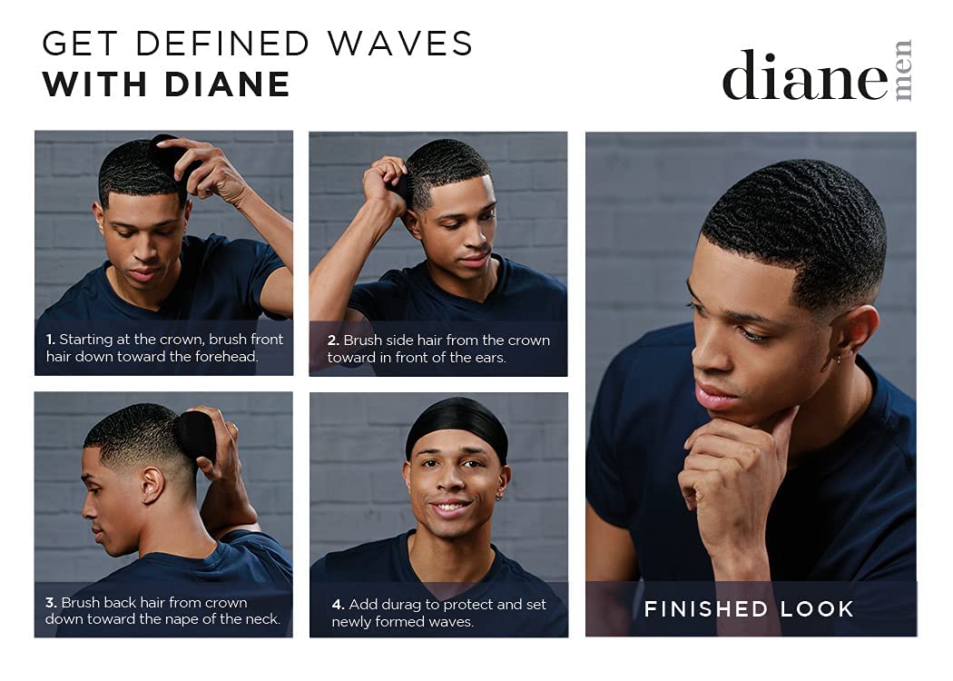 Diane 100% Boar Bristle Club Wave Brush for Men and Women – Soft Bristles for Fine to Medium Hair – Use for Detangling, Smoothing, Wave Styles, Soft on Scalp, Restore Shine and Texture