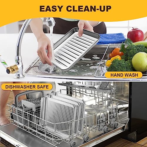 Zacfton Mini Cookie Sheets for Baking, Baking Sheet Stainless Steel Set of 2, Nonstick Baking Pans - 9.3 x 7 x 1 Inches, Dishwasher Safe & Twist Resistant