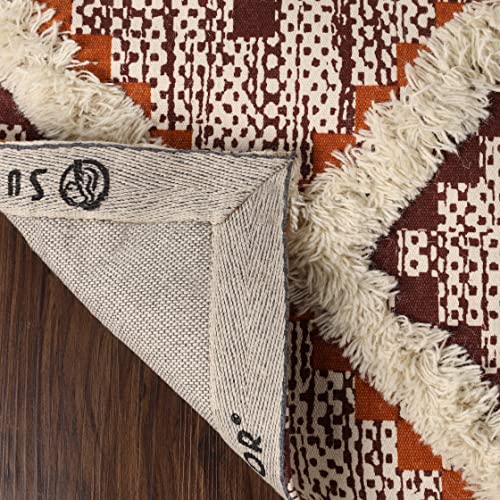 Superior Talluah | Indoor Printed Hand-Tuffed room decor for bedroom aesthetic area rug for living room | 2' x 3' | Apricot-Brick Red