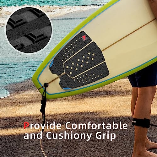 Abahub 3 Piece EVA Surfboard Deck Traction Pads with Kicker for Stomp Skimboards, Surf Boards, Funboard, Fish Board, Black