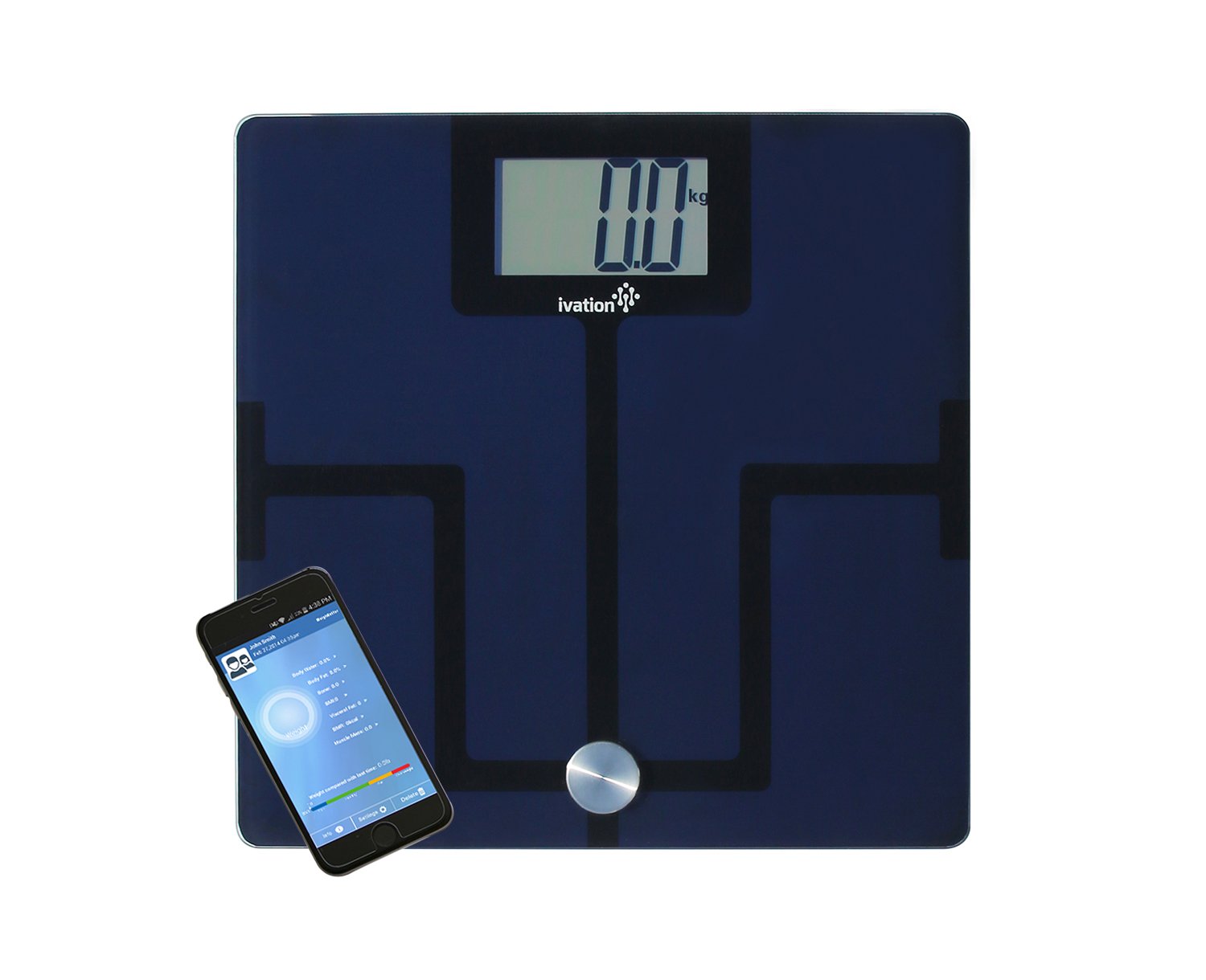 Ivation Digital Scale Smart Bluetooth Scale with Free App for iPhone, iPad, iPod - Black