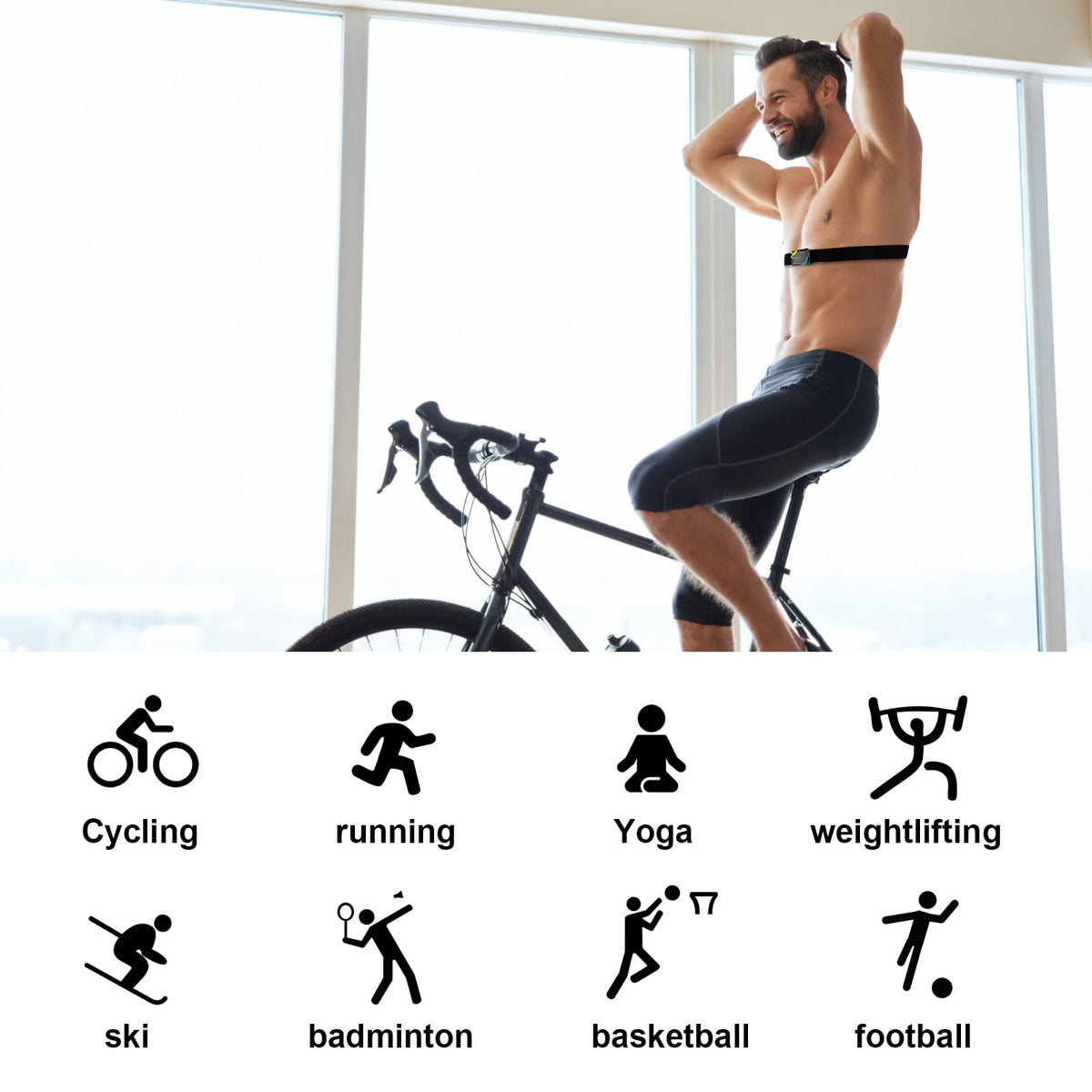 MEILAN Navihood A3 Heart Rate Monitor Chest Strap, ANT+ Bluetooth HR Sensor Waterproof HRM for Cycling Running, Compatible with iOS/Android APPs