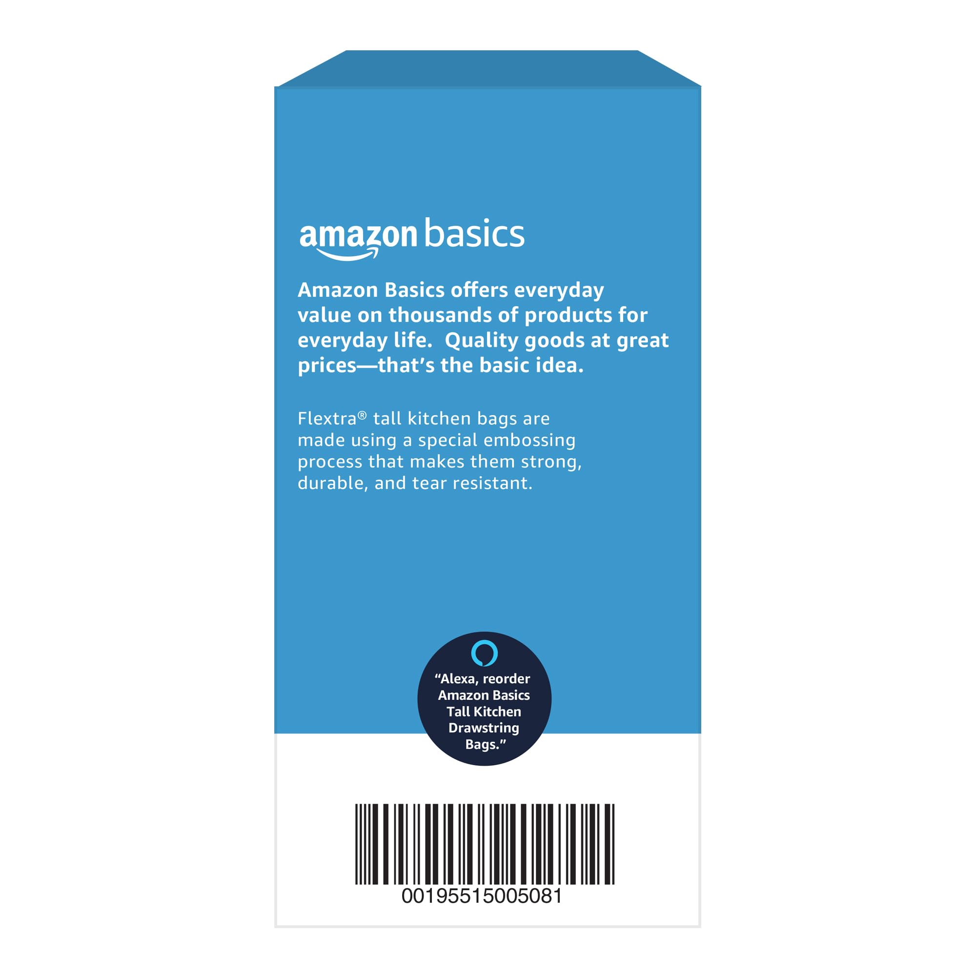 Amazon Basics Flextra Tall Kitchen Drawstring Trash Bags, Fresh Scent, 13 Gallon, 120 Count
