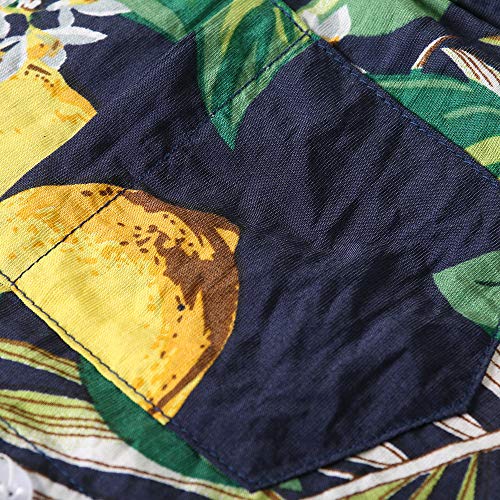 OCHENTA Toddler Boys Button Down Hawaiian Shirt Short Sleeve Pineapple Summer Tropical Tops H Yellow 110CM - 3T