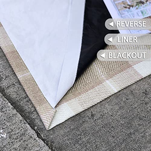 always4u 100% Blackout Plaid Curtains for Bedroom Living Room Woolen Look Sage Green Tartan Grommet Thermal 2 Panels 45 * 95 Sage Green