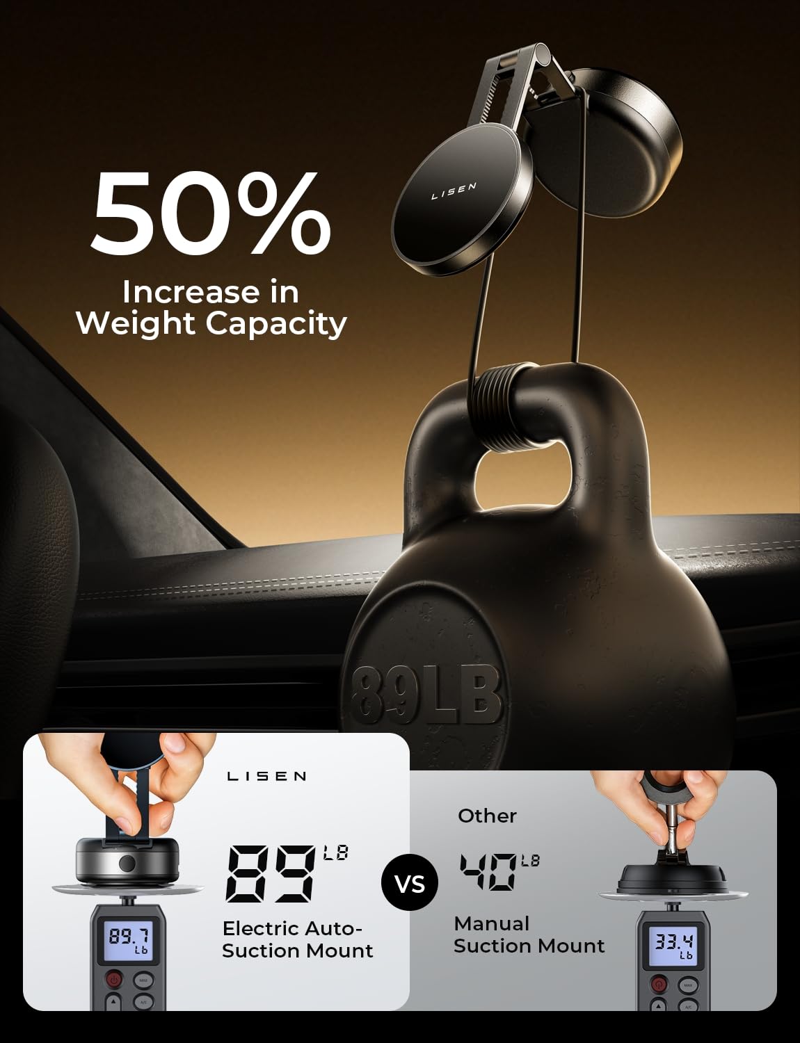 LISEN for iPhone 17 Portable Electric Vacuum Suction Phone Holder for Car MagSafe, Magnetic Phone Holder for Car Suction Cup Phone Mount Foldable for iPhone 17 Pro Max Air /16/15/14/13/12