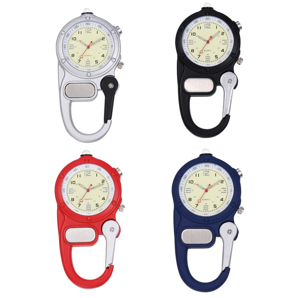 Weicam Nurse Doctors Pocket Watch Analog Quartz FOB Outdoor Carabiner Luminous Watches (Black)