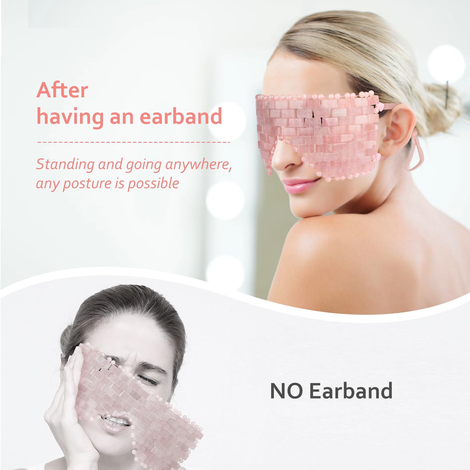 ideayard Rose Quartz Eye Mask, Natural Crystal Anti-Aging Hot or Cold Using, Eye Mask for Puffy Eyes, Dark Circles & Eye Fatigue Relief, Reusable Skin Care Sleep Mask