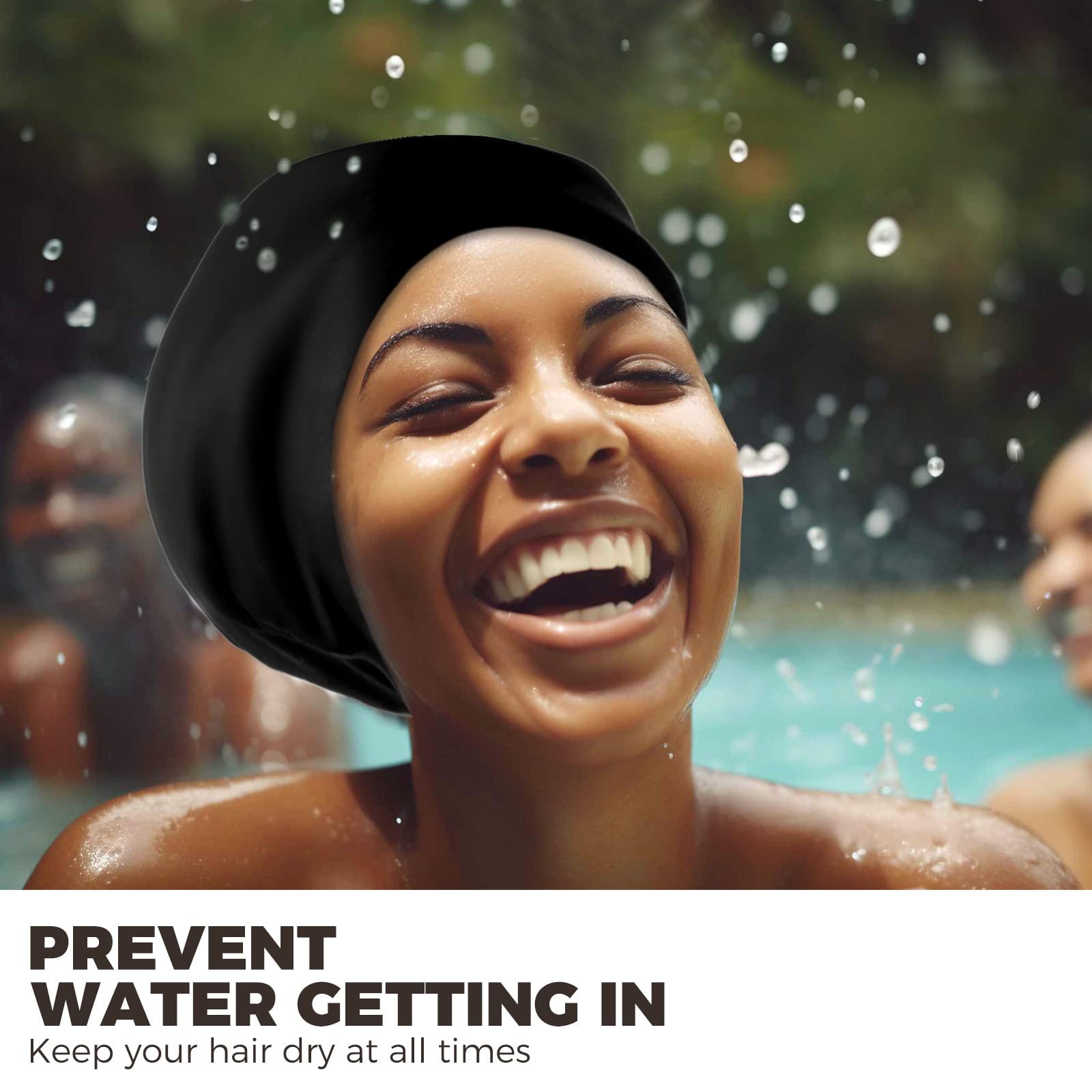 Extra Large Swim Cap - Swim Cap for Long Hair, Dreadlocks, Weaves, Hair Extensions, Braids, Curls & Afros - Silicone Swimming Cap for Women & Men, Keep Hair Dry (XL)