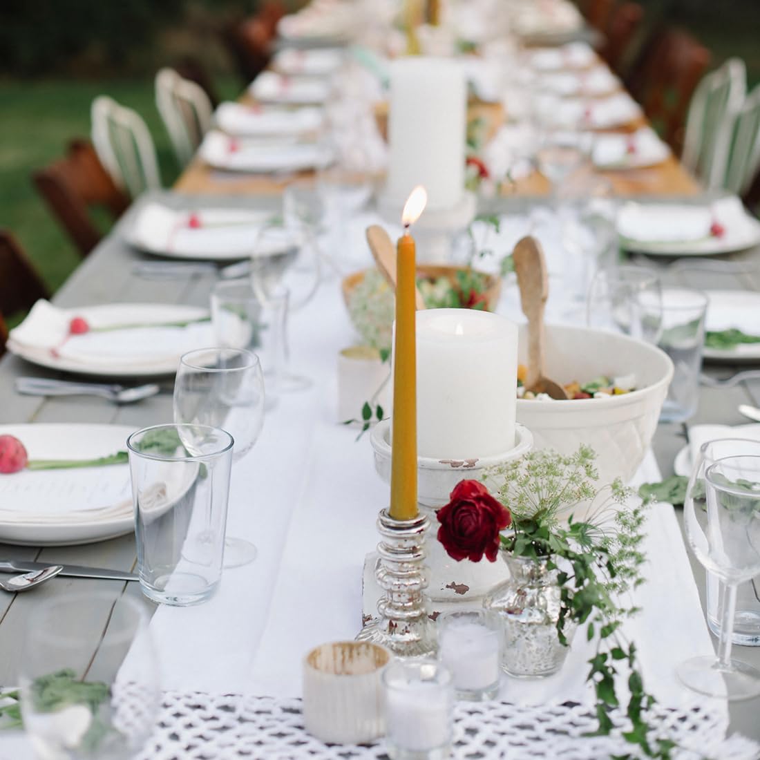 Aglary 2PCS Beeswax Taper Candles, 9" Handmade Natural Candles, Dripless and Smokeless,9 Hour Burn Time