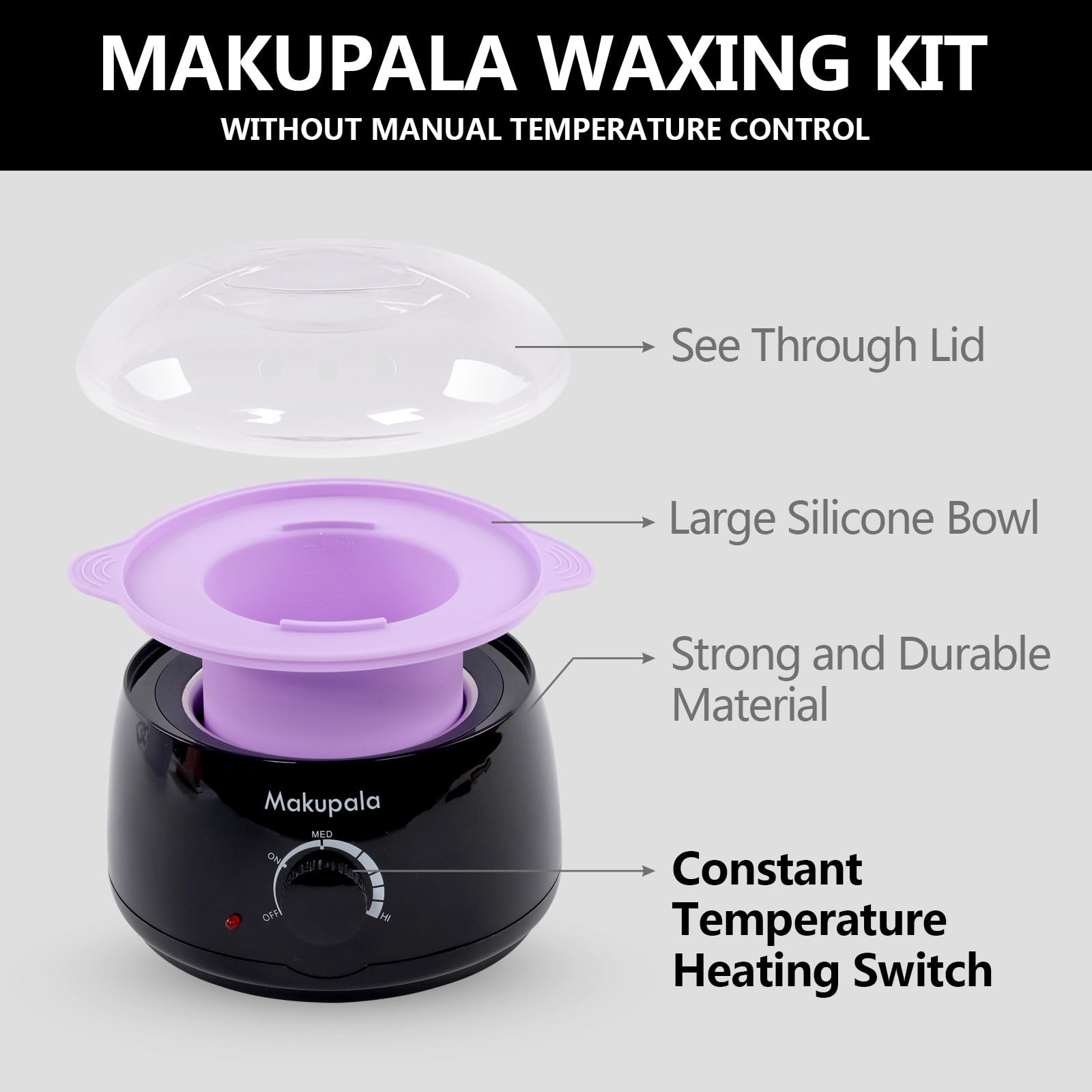 Waxing Kit for Women, Hard Wax Warmer for Hair Removal Brazilian Waxing Machine with 500ml Silicone Pot & 0.6lb Scented Hard Wax Beads for Coarse & Fine Hair, Body, Bikini Line, Face, Legs