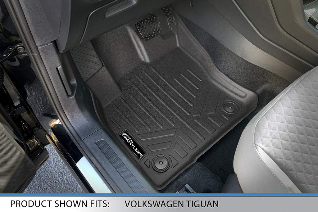 SMARTLINER Custom Fit Floor Mats 2 Row Liner Set Black Compatible with 2018-2023 Volkswagen Tiguan - All Models