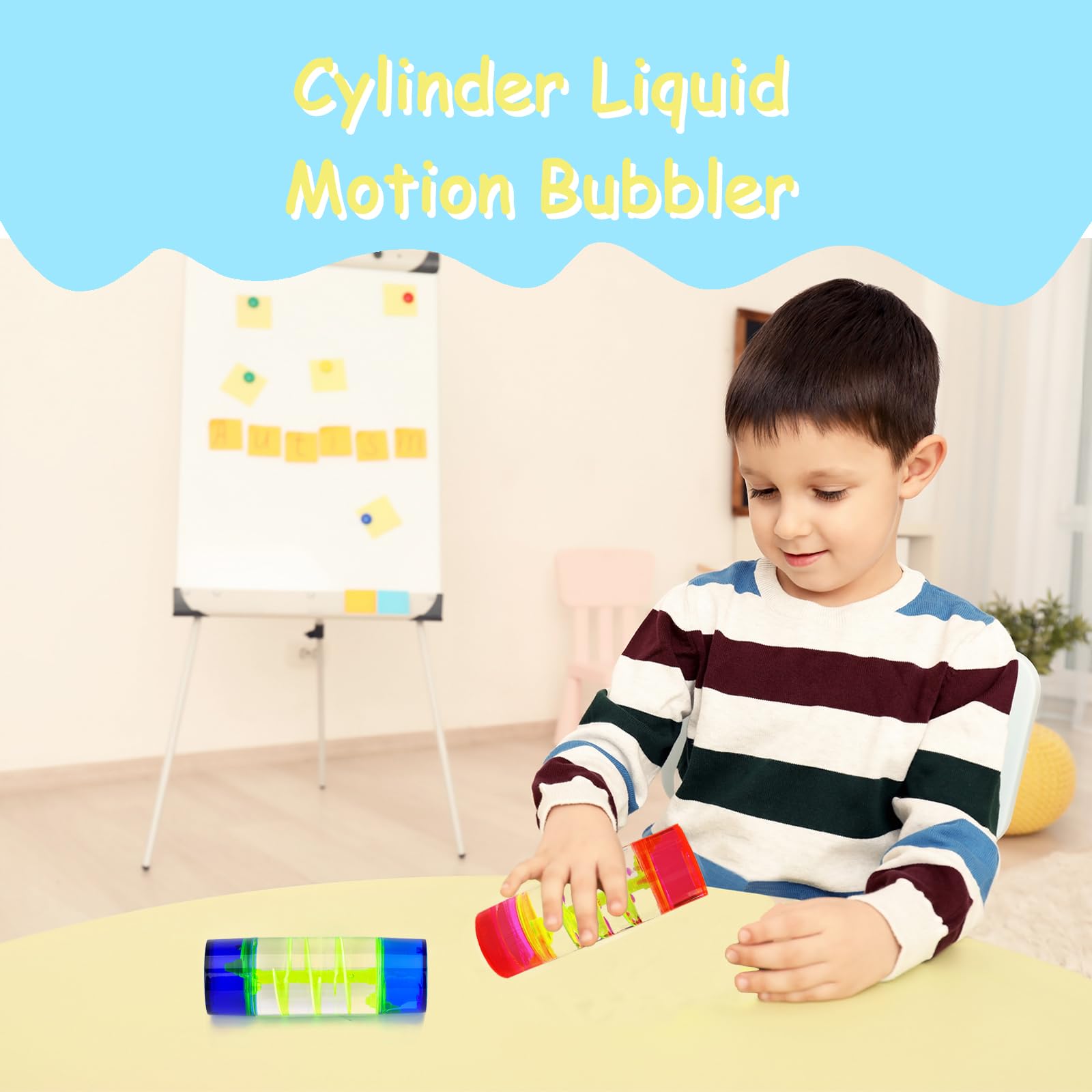 CAILINK Liquid Motion Bubbler - 2 Pack Cylinder Liquid Timer Fidget Sensory Toy - Stress Management for Kids and Adults - Calming Relaxing Home Office Desk Decor