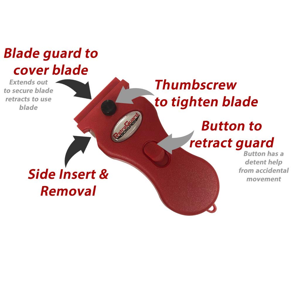 Werxrite RetraGuard Safety Razor Blade Scraper for Glass Cooktop & Hard Surfaces - Includes 5 Replacement Scraper Blades