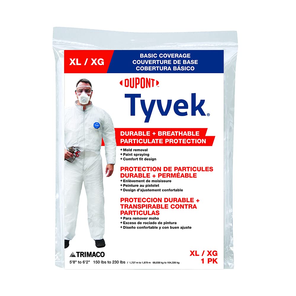 Trimaco DuPont Tyvek Painter's Heavy-Duty Coveralls, White, X-Large,14123