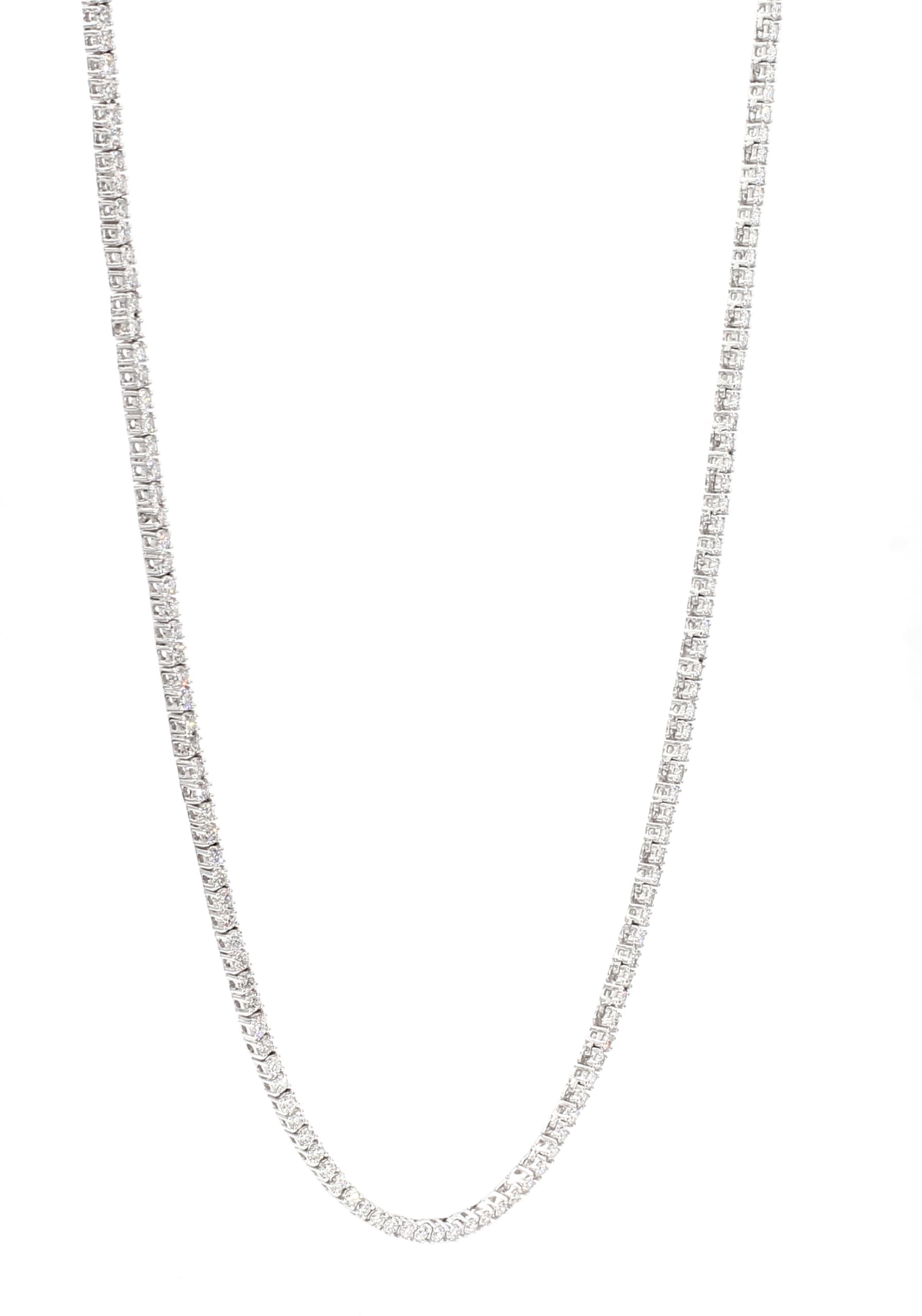 8 Carat Round Cut Lab Grown Diamond Tennis Necklace 18" 14K White Gold - Jewelry Gifts for Womens or Her