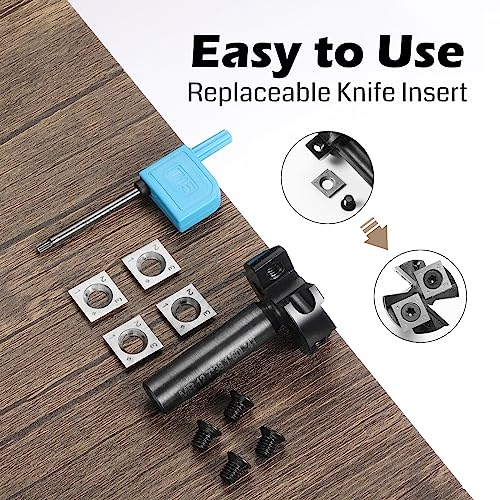 Genmitsu CNC Spoilboard Surfacing Router Bit, 1/2" Shank 1-1/2" Cutting Diameter 4 Wing, CNC Milling Machine Slab Flattening Router Bit, Carbide Insert Router Planer Bit for Woodworking Carving, SS06