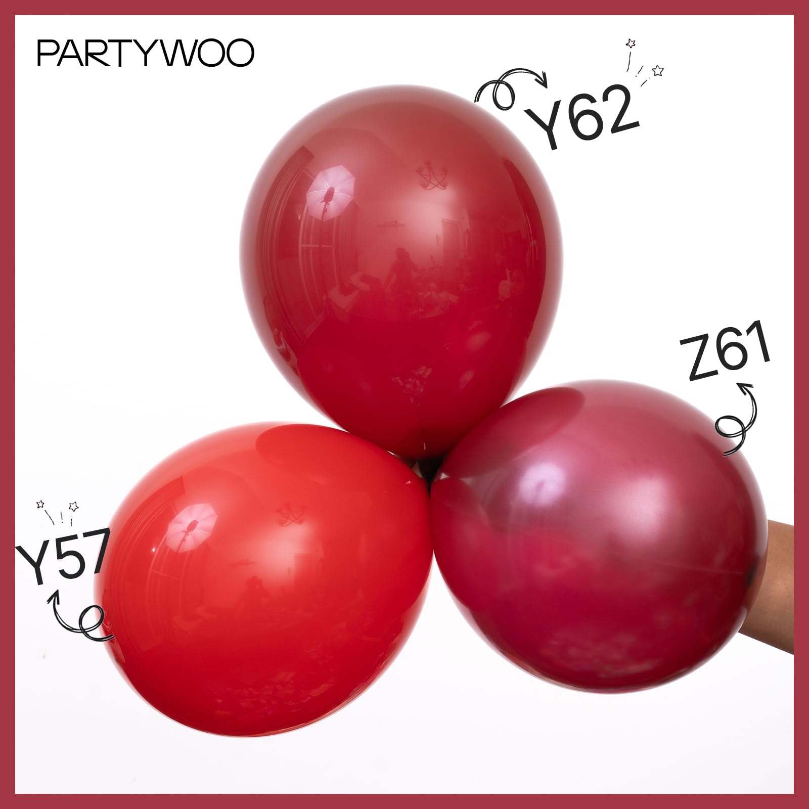 PartyWoo Burgundy Balloons 60 pcs 12 Inch Maroon Gray White Ruby Red Dark Red Grey Helium Balloons for Graduation Christmas Wedding Thanksgiving Memorial Day Baby Shower Birthday Party Decorations