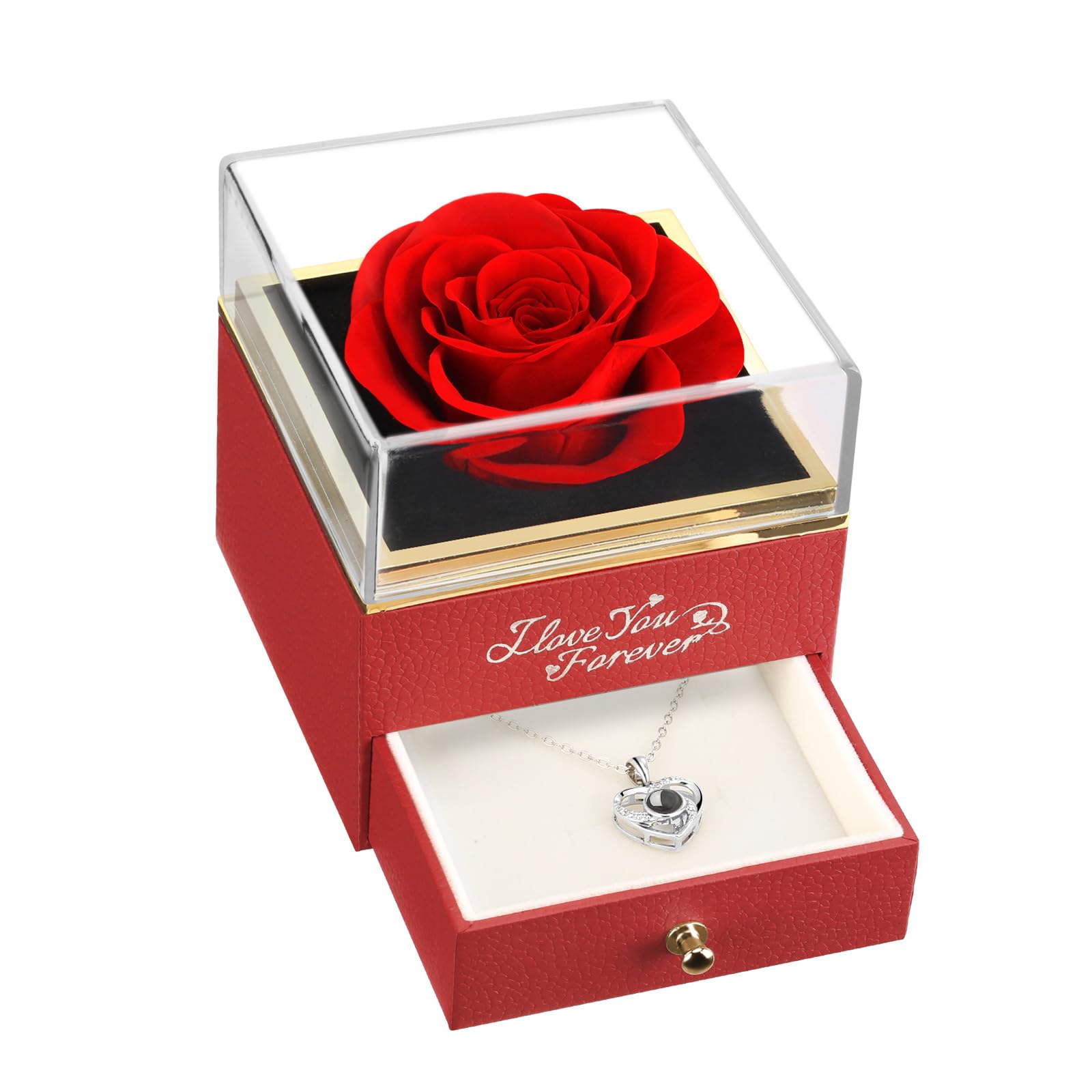 ASELFAD Preserved Real Red Rose, Forever Flowers Rose Gifts for Mom Wife Girlfriend on Christmas, Valentines Day, I Love You Gifts for Her, Anniversary or Birthday Gifts for Women