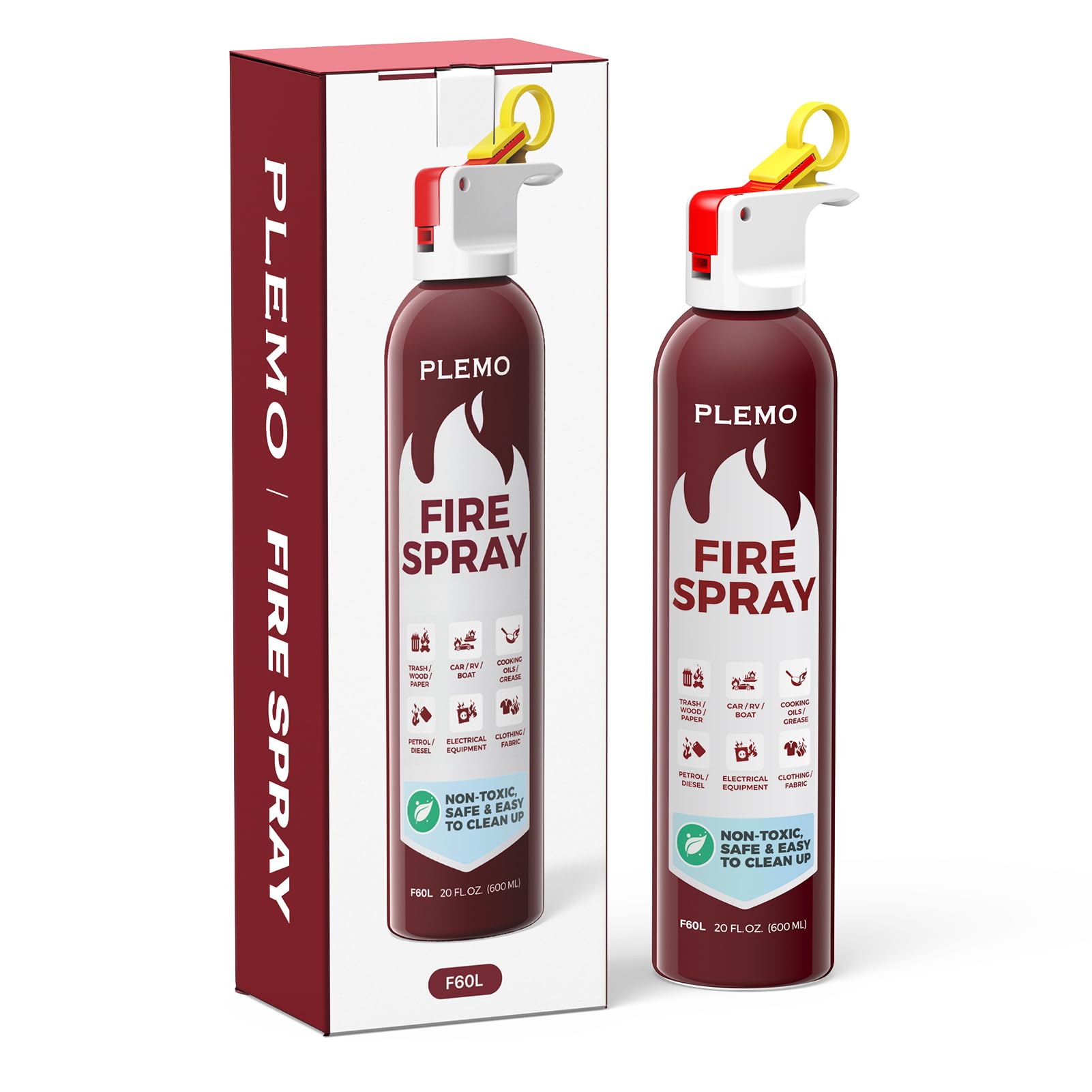 PLEMO Fire Extinguisher for Home, All-in-1 Fire Extinguisher for Car, Kitchen, RV, Garage, Truck, and Camping, Fire Spray Cold-Resistant, F60L, 1-Pack