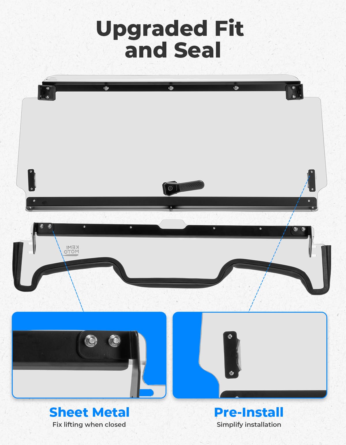 KEMIMOTO 19-23 XP 1000 Flip Up Windshield Upgraded Fit and Seal, Compatible with 2019-2023 Polaris RZR XP 1000 /RZR XP Turbo 2 and 4 Seater, Heavy Duty 2-IN-1 Folding Window Hard Coated PC