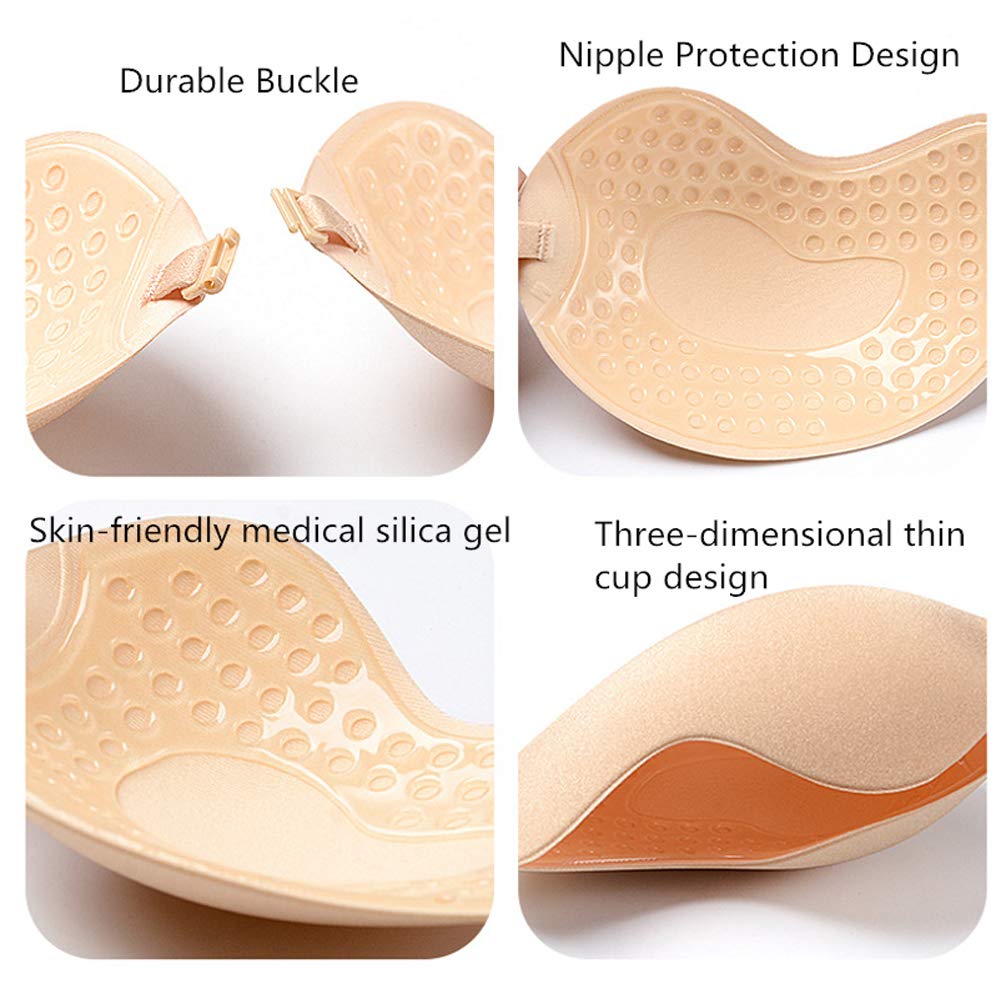 Uplife 2 Pairs Adhesive Bra Strapless Sticky Invisible Push up Silicone Bra Reusable Magic Bra for Women Girls, B Cup