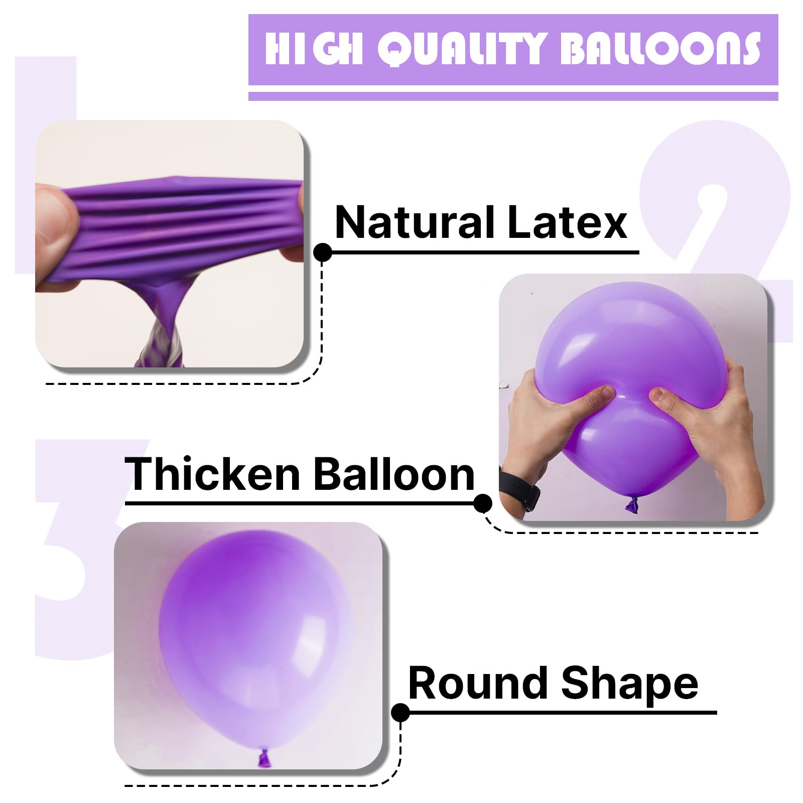 PartyWoo Purple Balloons, 100 pcs Purple Balloon Pack of 18 inch 12 inch 10 inch 5 inch for Purple Balloon Garland Arch Kit Purple Theme Party Birthday Wedding