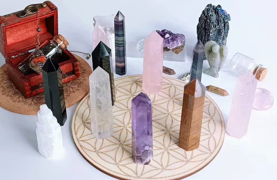LAIDANLA Strawberry Quartz Healing Crystals Wands 3.5-4" Natural Reiki Energy Wand Stone Hexagonal Point Large Crystal Gemstones for Meditation Therapy Crystal Grid Decoration 1Pcs