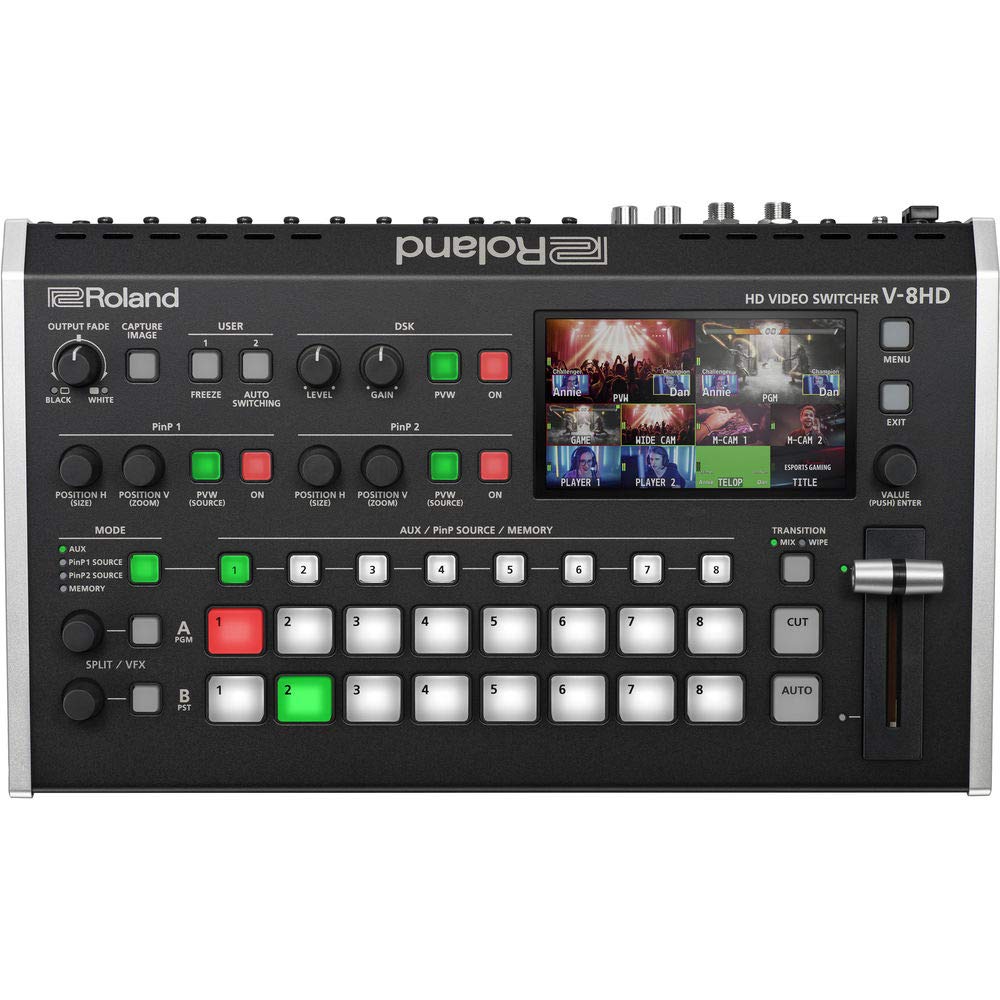 Roland V-8HD HDMI Video Switcher with AKG K-240 Studio Pro Headphones & 10-Pack Straps Bundle