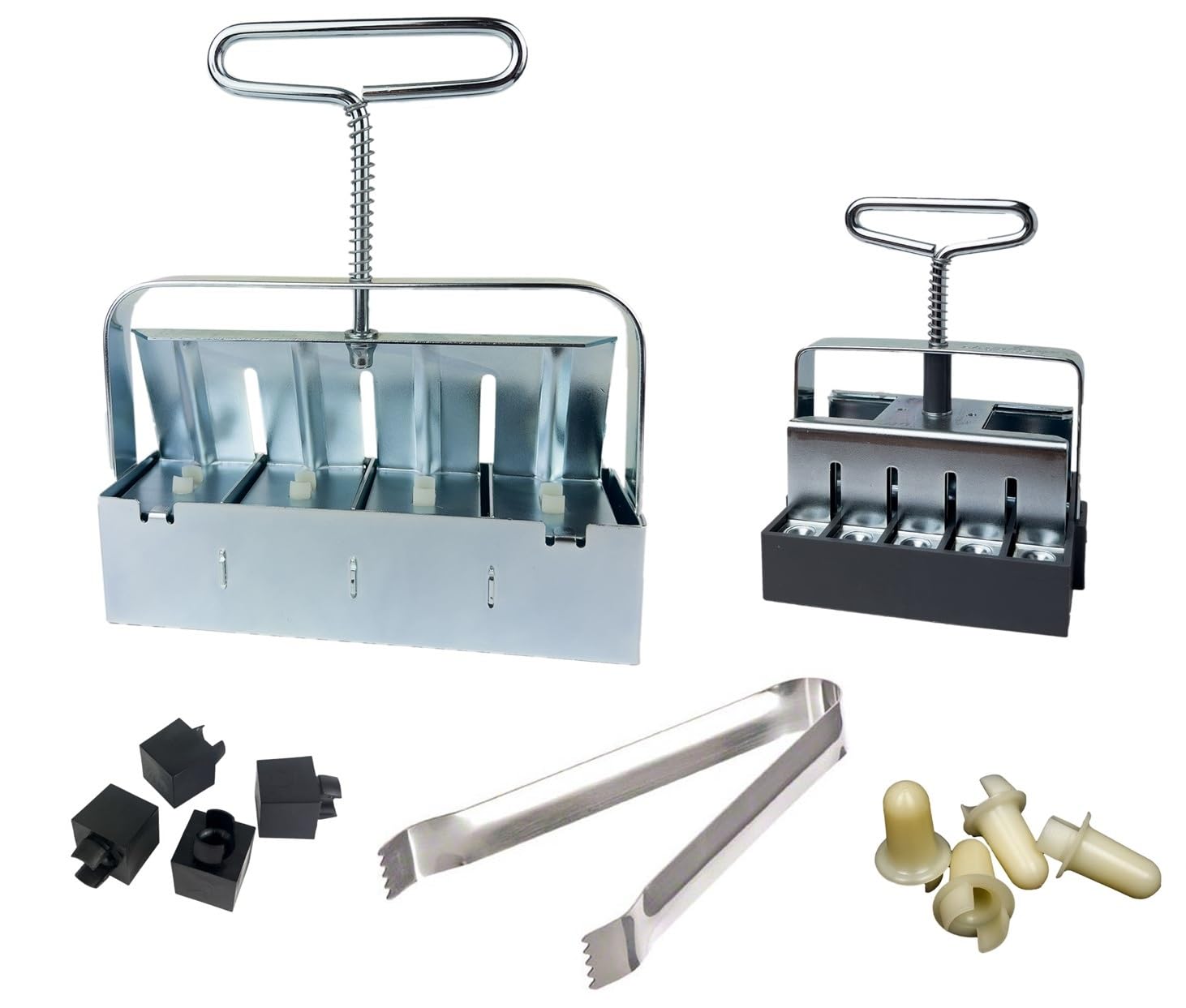 Authentic Ladbrooke Soil Block Maker 5-Pc. Essentials Nesting System Includes Mini 4, Micro 20, Cubic Inserts, 1" Seed Dibbles, and Grow Tweezers, Made in England