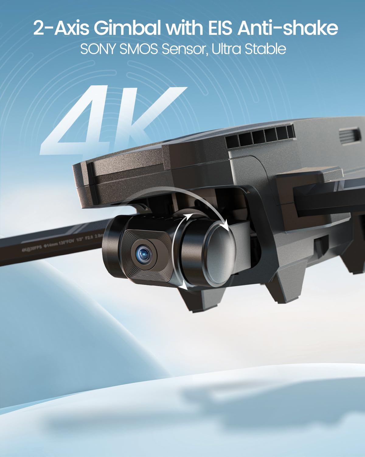 Holy Stone HS720G GPS Drones with Camera for Adults 4K FAA, 2-Axis Gimbal, Built-in Remote ID, 120ยฐFOV, Brushless Motor, 5G WiFi Transmission, Smart Return Home, Professional FPV Drone for Beginner