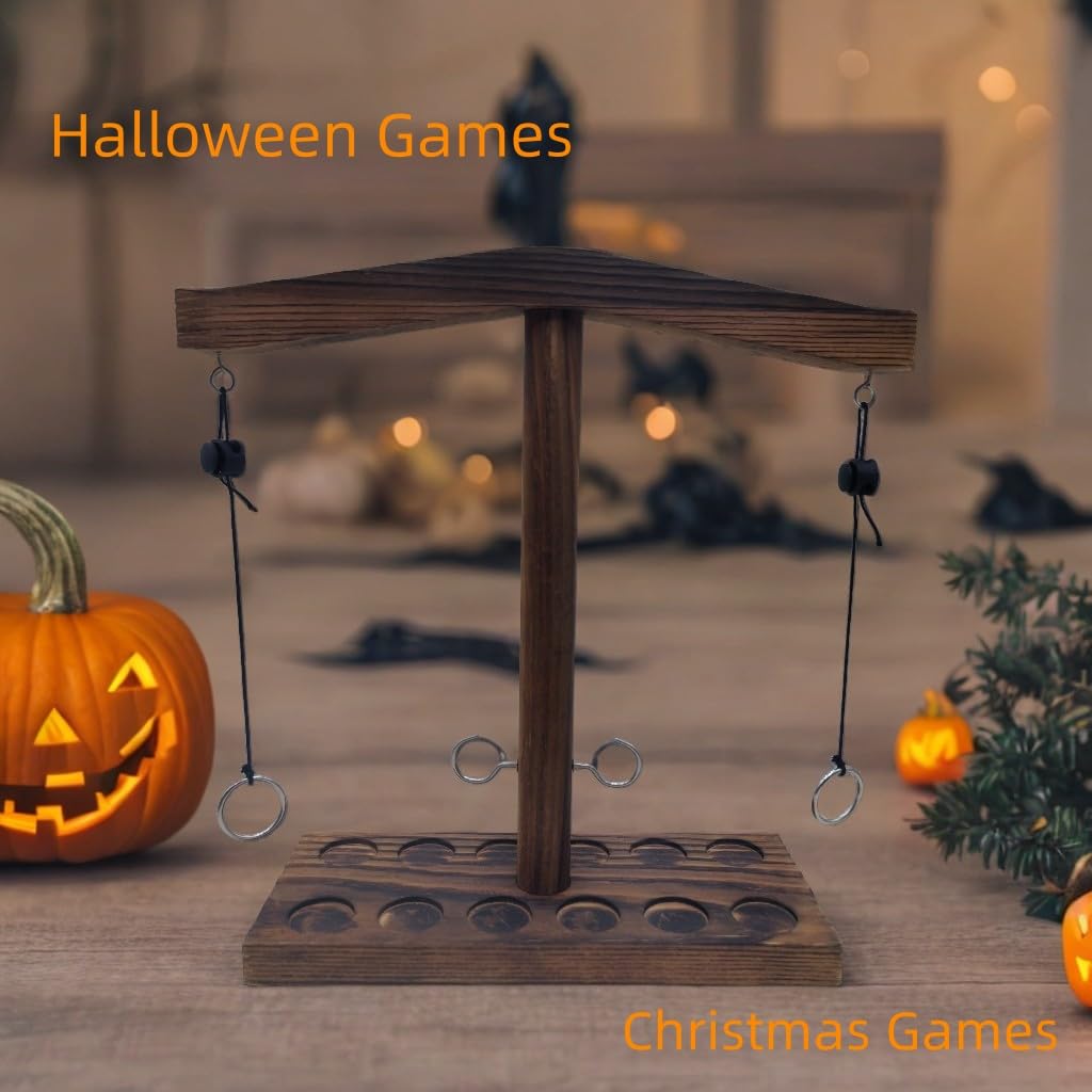 Ring toss Game for Adults and Kids, Ring toss with Shot Ladder, Larger Base to Ensure Stability, Fast-paced Interactive Ring and Hook Game Ring toss, Halloween Games