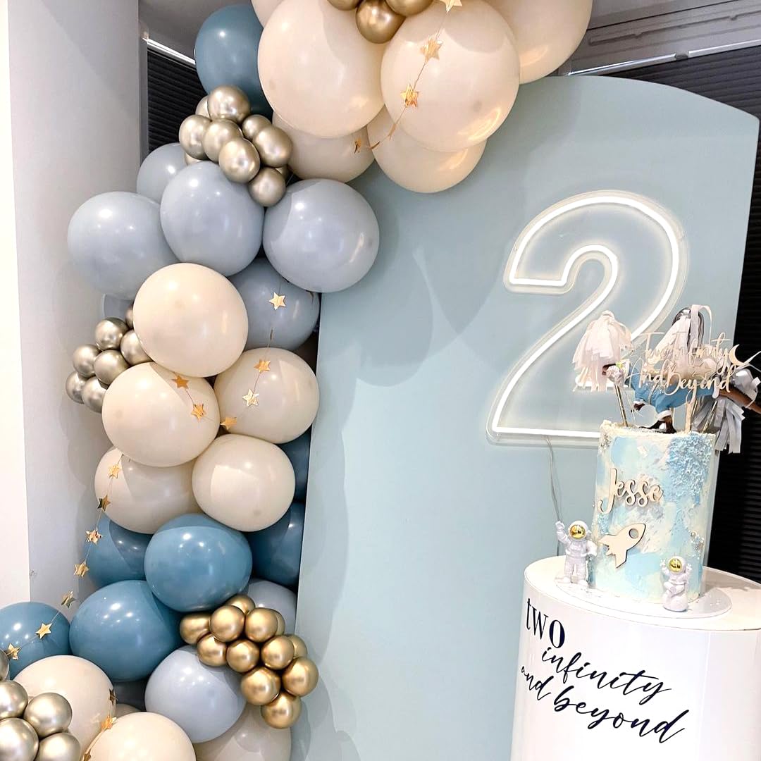 Dusty Blue White Balloons Set, 50pcs 12 Inch Dusty Blue Balloons Blue Sand White Balloon for Party Decorations Adult Party Wedding Party Decoration