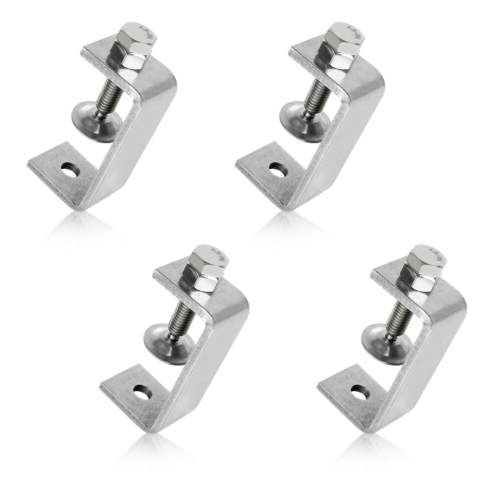 DAJAVE 4 Pack 304 Stainless Steel C Clamp, 2 1/2 Inch Tiger Clamp Heavy Duty Woodworking Clamp with Wide Jaw Openings for Carpentry Woodwork Building Household Desktop