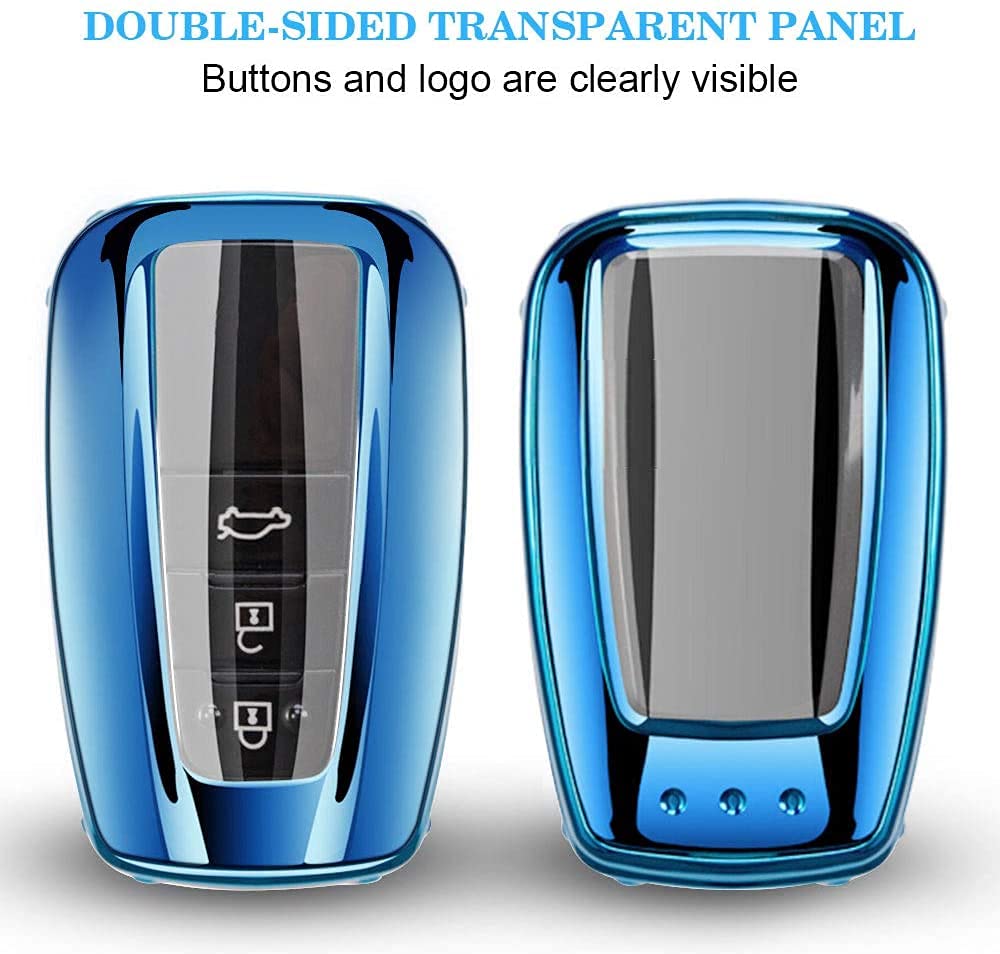 QBUC for Toyota Key Fob Cover with Keychain Soft TPU Key Fob Case All-Around Protection Key Case Compatible with 2018-2021 Toyota Camry RAV4 Avalon C-HR Prius Corolla Highlander