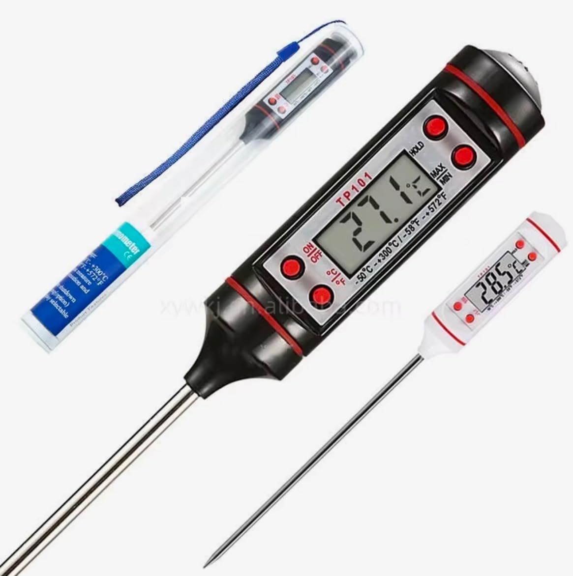 Digital Meat Thermometer – Instant Read for Grilling, Cooking, Food, Liquids – Black Stainless Steel Probe