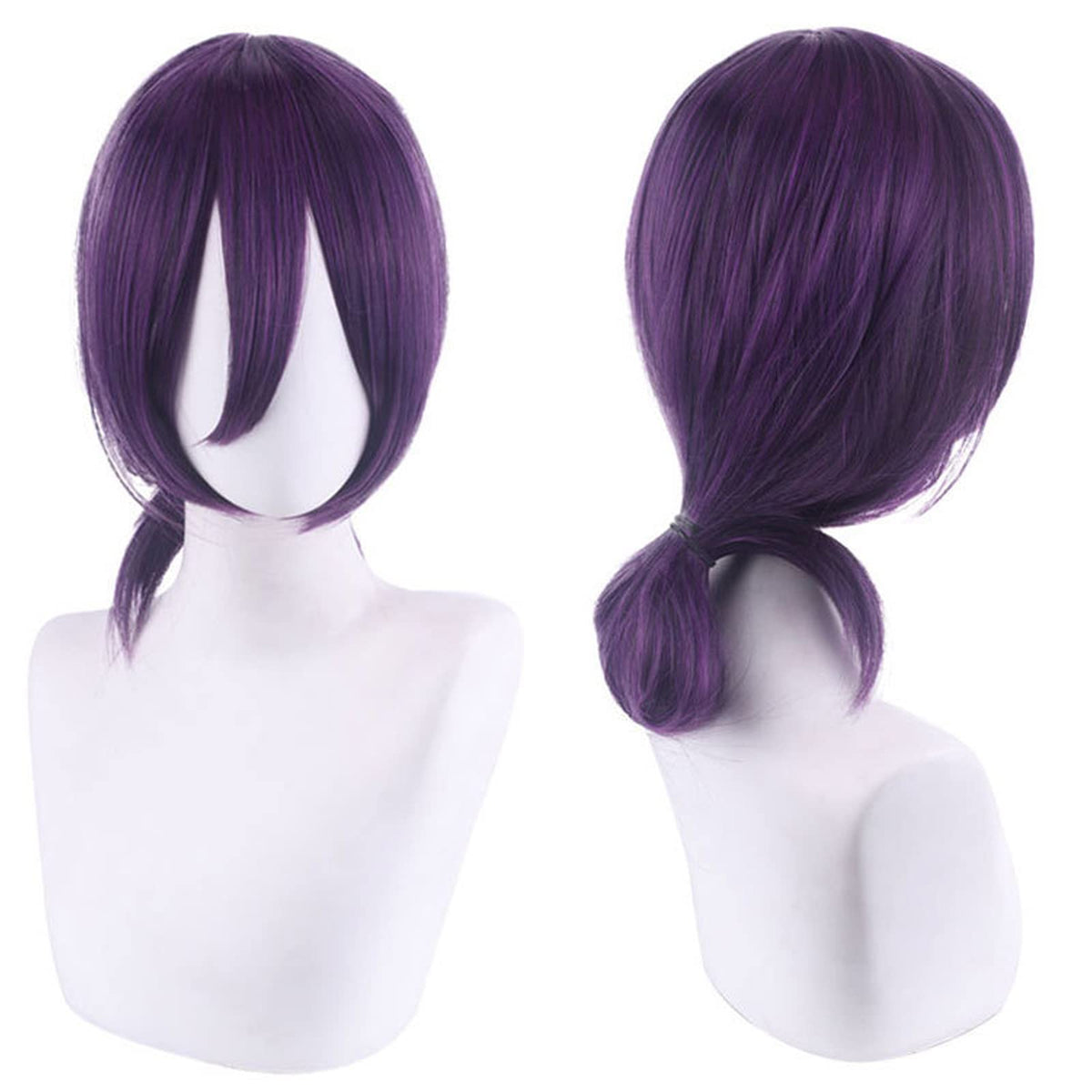 Anogol Hair Cap+Short Purple wig For anime cosplay Synthetic Hair with Bangs For Women Halloween Costumes Party