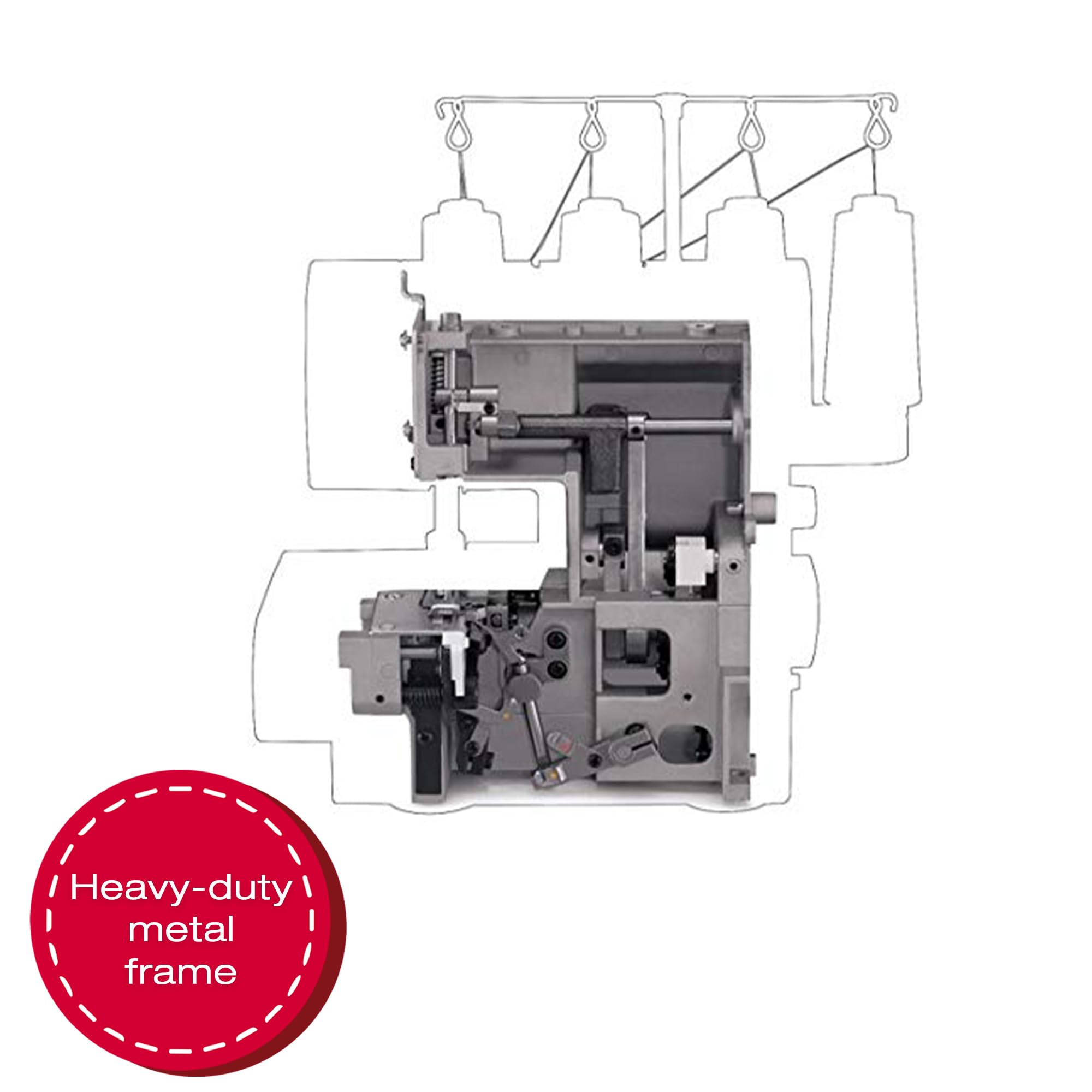 SINGER X5004-HD Metal Frame Serger & Overlock Machine | 2-3-4 Stitch Capability, 8 Built-In Stitches, 1300 Stitches per minute, Adjustable Differential Feed & 2 LED Lights (Grey/Blue)