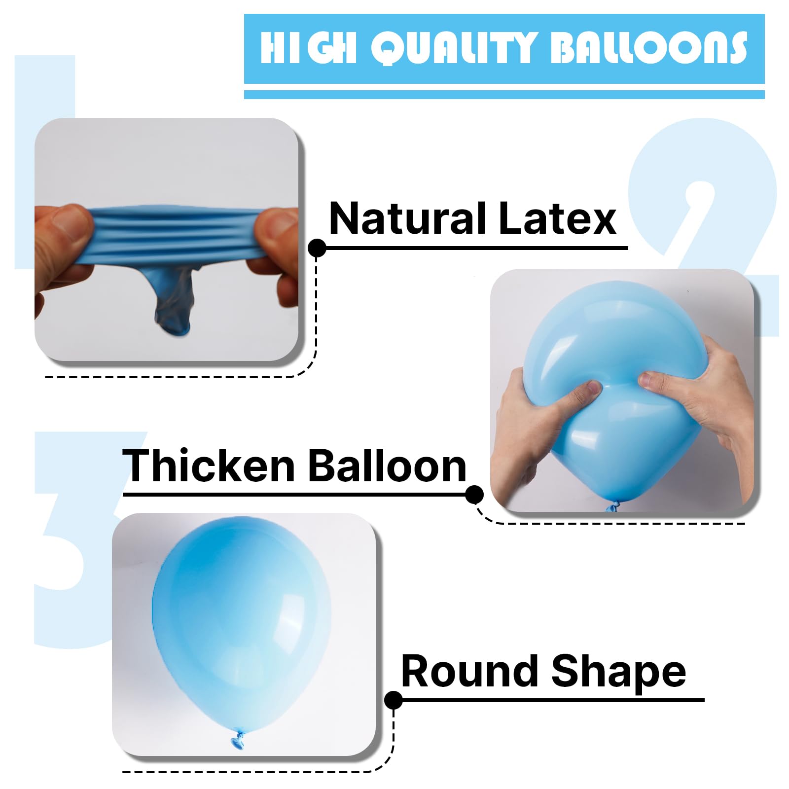 PartyWoo Blue Balloons 123 pcs Sky Blue Balloons Different Sizes Pack of 18 12 10 5 Inch Baby Blue Balloon Arch Kit Balloon Garland for Birthday Graduation Boys Baby Shower Party Decorations Blue-Y20