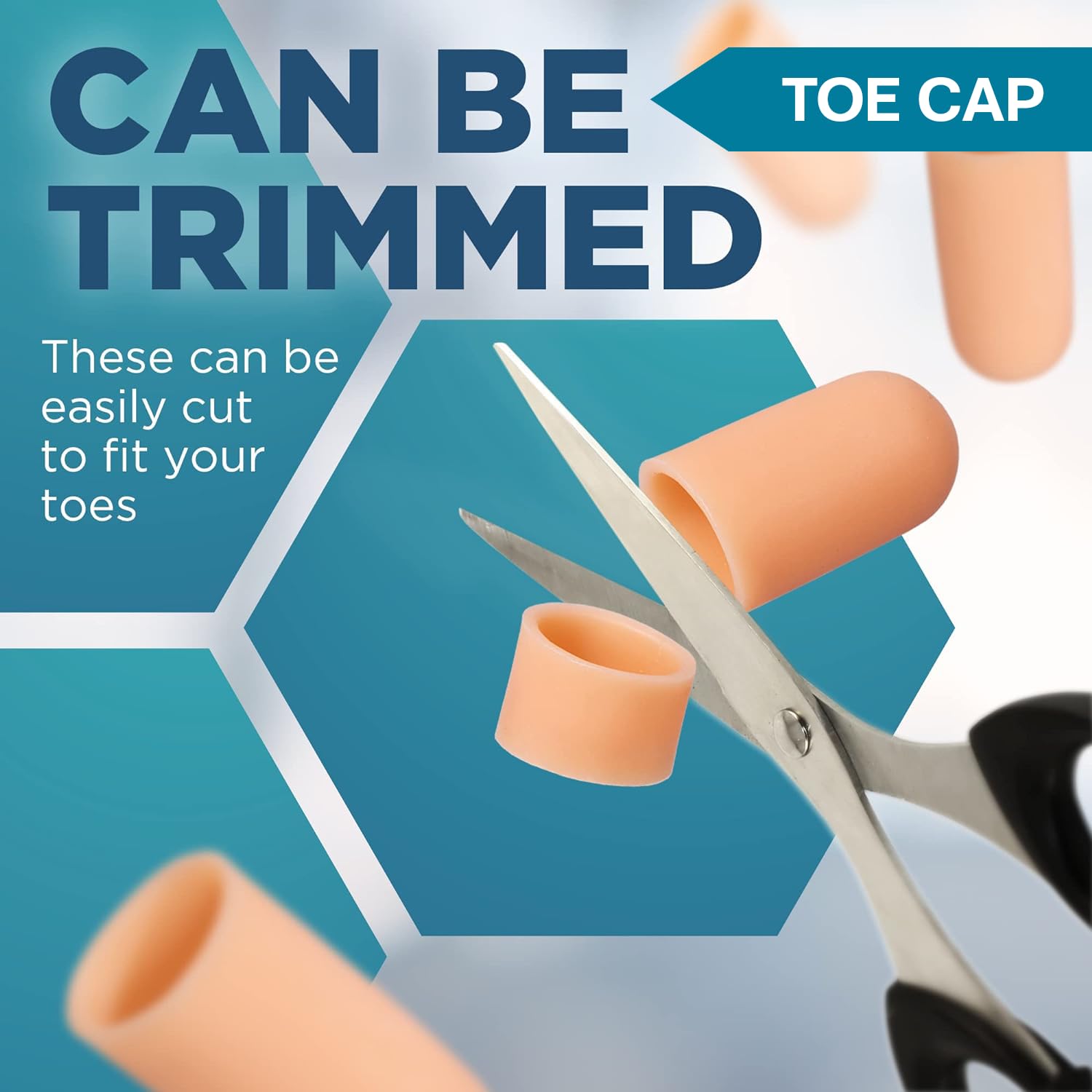 Gel Silicone Heel Cups/Pads - 2 Pack, Size M, Heel Lifts for Achilles Tendonitis, Soft Gel Toe Cap - 6 Big Toe Protectors for Women & Men