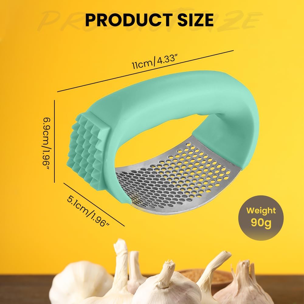 2025 New Upgraded Garlic Press Rocker, Stainless Steel Garlic Press, Garlic Crusher with Peeler and Cleaning Brush, Garlic Chopper for Crush Garlic Kitchen Gadgets, Kitchen Tools (Black)