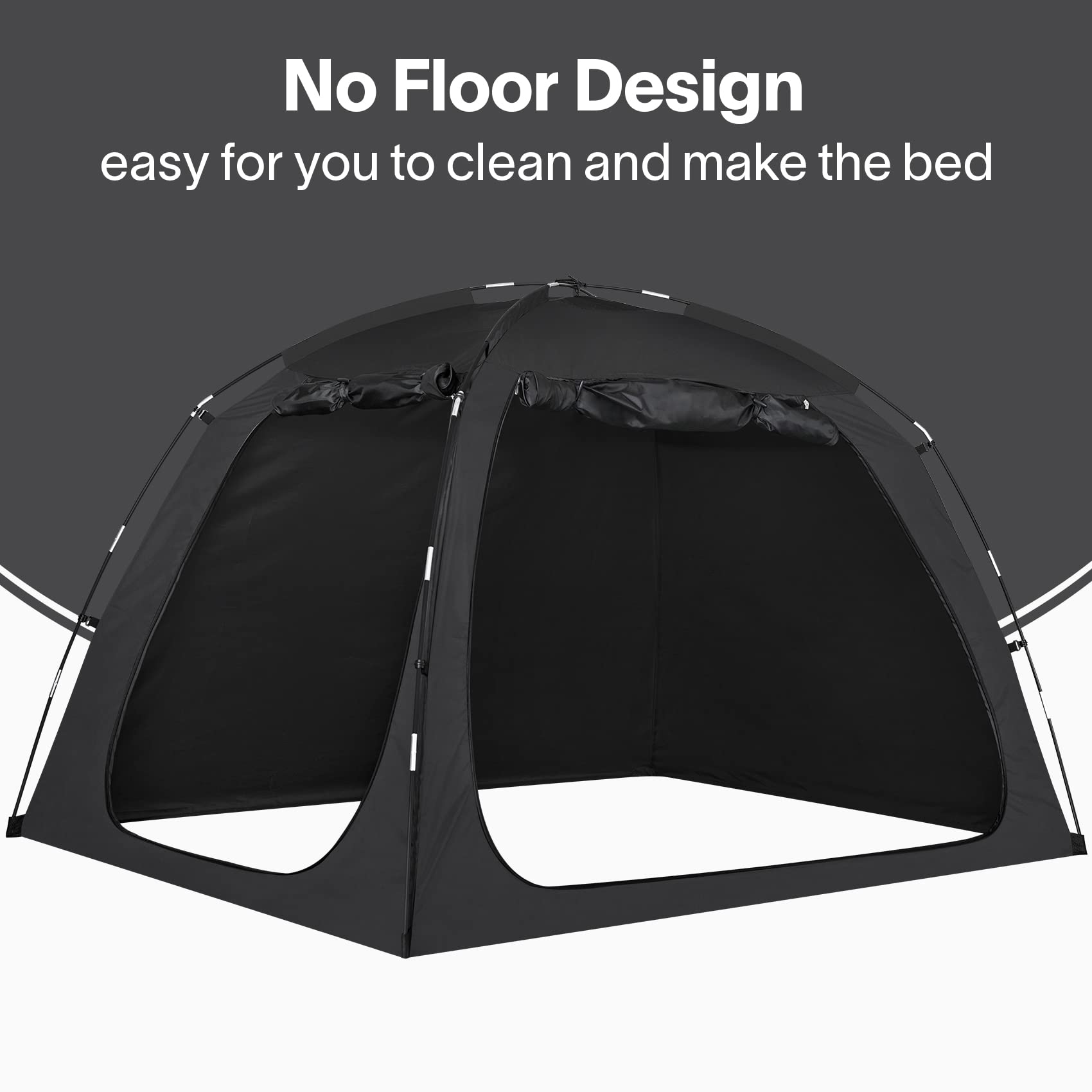 EighteenTek Bed Tent Twin Size Bed Canopy, Light Reducing Sleeping Tent Lightweight Portable Indoor Tent Breathable Privacy Space on Bed with 2 Doors for Adults Kids Autism (Twin, Black)