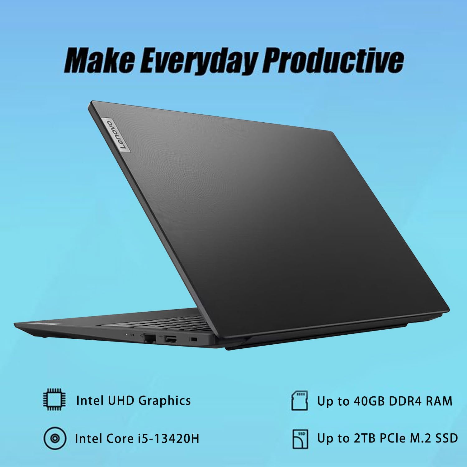 Lenovo V15 Gen 4 Business Laptop, 15.6" FHD Display, Intel Core i5-13420H (Beat i7-1355U), HDMI, RJ45, Webcam, Numeric Keypad, Wi-Fi, Windows 11 Pro, Black (16GB RAM | 512GB SSD)