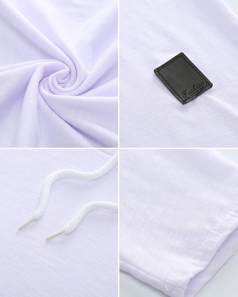 Lexiart Mens Fashion Athletic Hoodies Sport Sweatshirt Solid Color Fleece Pullover White XL