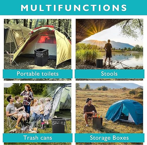 Portable Toilet for Adults, XL Portable Toilet for Camping, 16.5'' Camping Toilet with Lid, Camp Toilet with Handbag, Travel Potty for Camping, Hiking, RoadTrip, Car, Tent, Truck Drivers