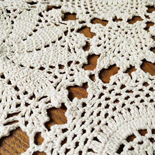USTIDE White Floral Lace Crochet Tablecloths Cotton Rectangle Kitchen Tablecloth Party Wedding Table Covers 59x78inches