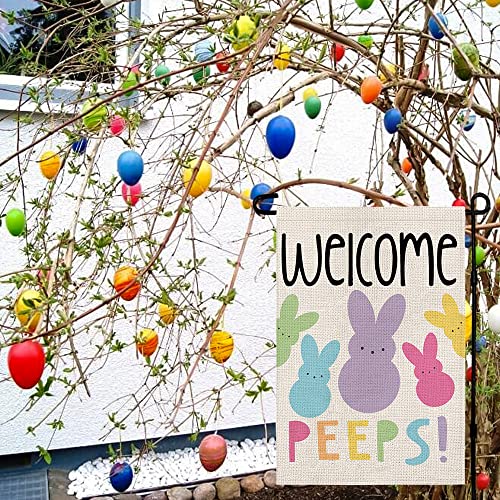 Welcome Easter Garden Flag Double Sided Vertical 12×18 Inch Bunny Banners Spring Yard Outdoor Farmhouse Decoration DF019