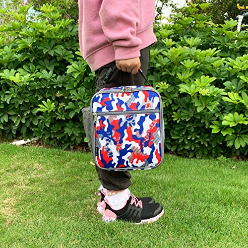FlowFly Kids Lunch box Insulated Soft Bag Mini Cooler Back to School Thermal Meal Tote Kit for Girls, Boys, PU Pink